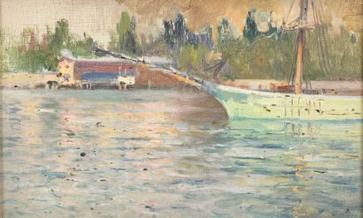 null TKATCHENKO Michaïl, 1860-1919

Sailboat at the Quay

oil on canvas board (traces...