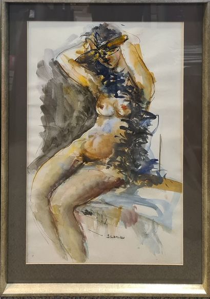 null LANIAU Jean (born 1931)

Nude with boa and mask

Watercolor and ink on paper,...