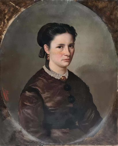 null LAURENS A., fin XIXe début XXe siècle,

Jeune femme au médaillon,

huile sur...