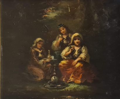 null BORGELLA Frederic (1833-1901)

Young people with a hookah

Oil on canvas, signed...