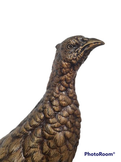 null BUREAU Léon, 1866-1906,

Pheasant hen,

bronze with a shaded brown patina (worn...