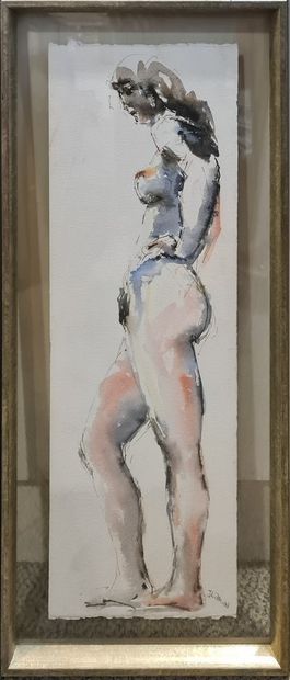 null LANIAU Jean (born 1931)

Standing Nude 

Watercolor and ink on paper, signed...