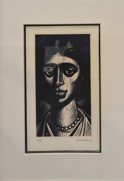 null TASSOS Alebizos (1914-1985)

Head of a young woman 

Wood engraving, signed...