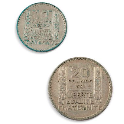 null IIIème REPUBLIQUE

Lot de deux monnaies : 20 francs Turin 1936 et 10 Francs...