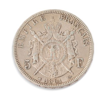 null NAPOLEON III

5 francs en argent 1861 petit a - Le franc 331/1. Date rare.

TB...