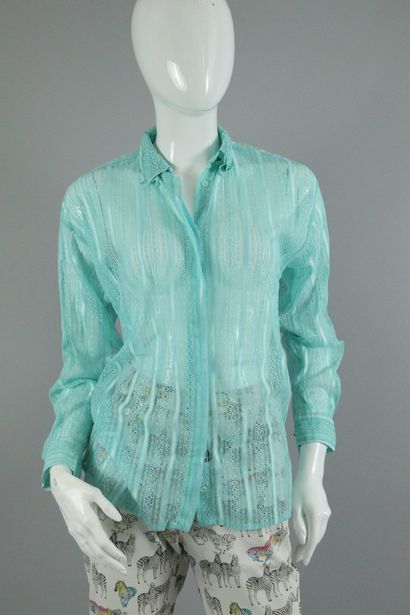 null VERSACE JEAN COUTURE 



Turquoise lace shirt with medusa jewel emblem of the...