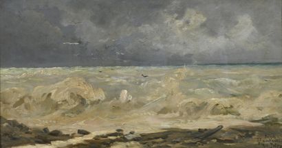 null DELPY Hippolyte Camille, 1842-1910

Waves by the Sea, Dieppe, August 27, 1882

oil...