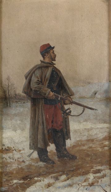 null BERNE-BELLECOUR Étienne Prosper, 1838-1910

Infantryman in Winter, 1904

oil...