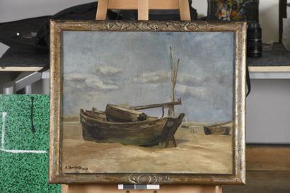 null HAMBOURG André, 1909-1999

Vieille barque à Berck, 1929

huile sur toile (craquelures...