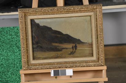 null HUET Paul, 1803-1869

Walkers on the beach

oil on paper mounted on panel (repainted)

unsigned,...