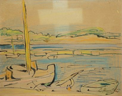 null HUNTER Georges Leslie, 1877-1931

The Port of Olivette, Cap d'Antibes

pen,...