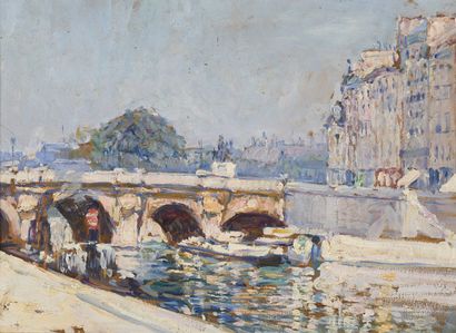 null ROCHE Camille, 1894-1948

La Seine au Pont-Neuf, 1909

huile sur carton fort

monogramme...