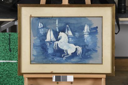 null EL GLAOUI Hassan, 1924-2018

White horse in front of the sea

gouache on blue...