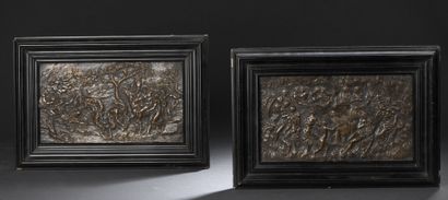 Two plates of the same suite in bronze with...