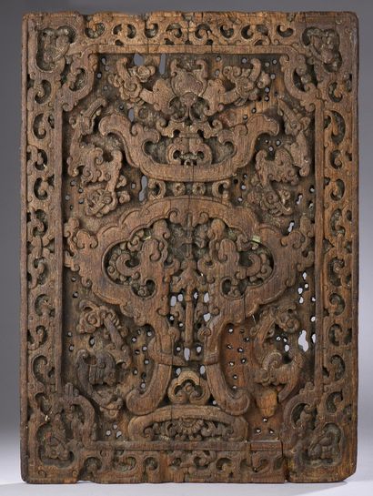 null CHINA - 18th/19th century

Rectangular panel carved in relief with five bats...