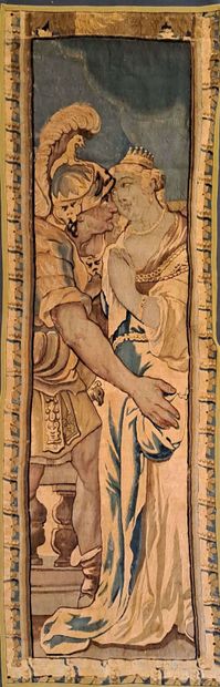 null Fragment de tapisserie, laine et soie, Flandre, XVIIe siècle

"La rencontre...