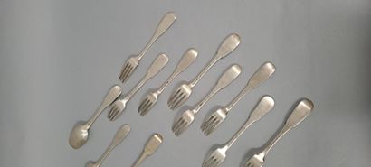 null Fifteen silver cutlery XVIIIth century, various punches of which province :...