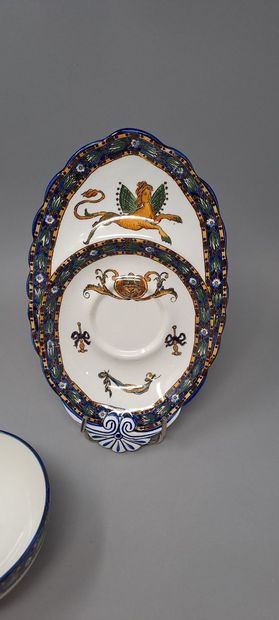 null GIEN
Earthenware lunch with Renaissance decoration on white background. Mark...