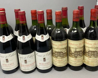null Set of 13 bottles including Pomerol, Mercurey, Saint-Emilion