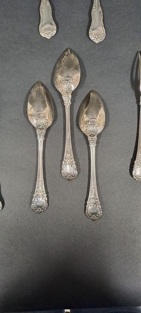 null Lot of twenty-four mismatched silver flatware including:
- Four forks richly...