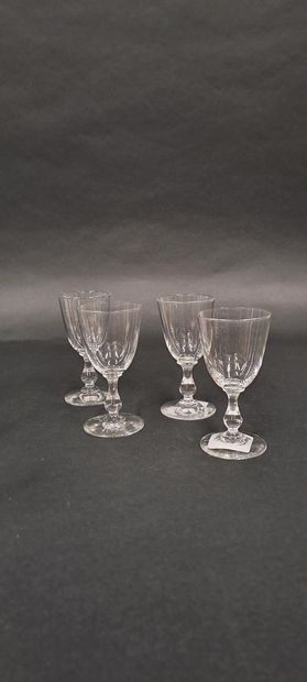 null Part of service of glasses including six flutes with champagne out of crystal...