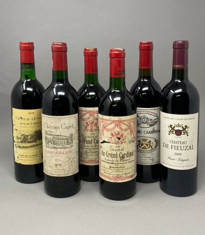 null 6 bottles BORDEAUX (1 L'Enclos 1978 ea, 1 Camensac 97 es, 2 Grand Cardinal 1989,...