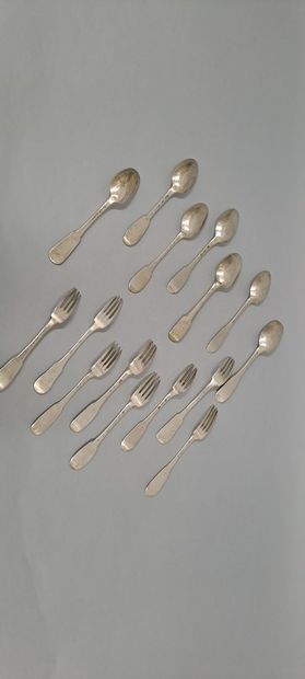 null Fifteen silver cutlery XVIIIth century, various punches of which province :...