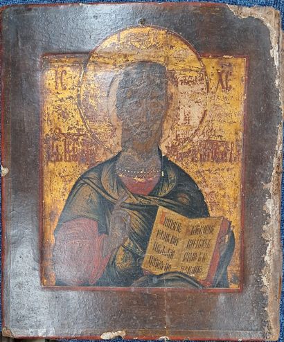 null Icon of Christ Pantocrator.
Tempera on wood.
Russia end of XVIIIth century.
31...