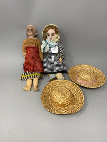 null Deux poupées avec tête en biscuit allemande et française dont DEPOSE SFBJ.
H=...