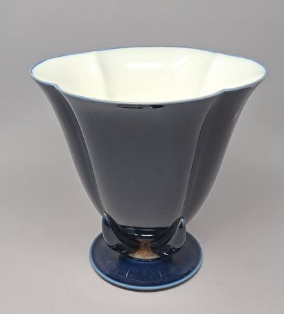 SEVRES 
Vase in white and blue porcelain...