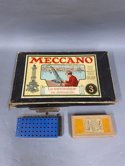 null Boite Meccano n°3 avant guerre "a Mécanique en miniature" avec manuels d'instruction...