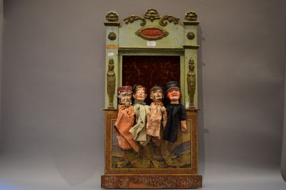 Small floor puppets in wood and gilded plaster,...