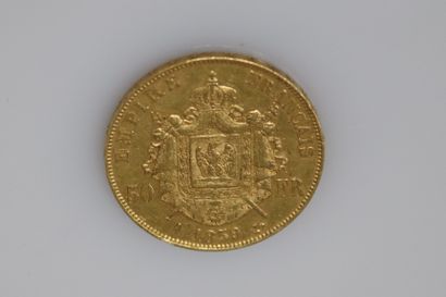 null Gold coin of 50 Franc Napoleon III bare head (1859 A)
Weight : 16,09 g.