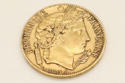 null Gold coin of 20 francs Ceres head (1851)
Weight : 6.41 g.