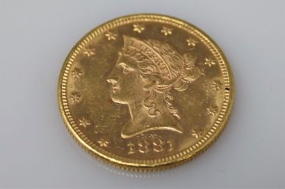 Pièce en or de 10 dollars Liberty Head (1881).
TTB...