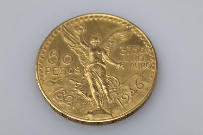 null MEXIQUE
50 pesos en or 1946
Poids : 41,67 g.
Superbe
