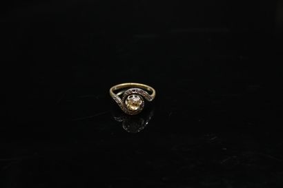 Ring in 18k (750) yellow and white gold with...