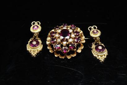 Half set in 18k (750) yellow gold decorated...