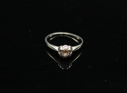 18k (750) white gold ring stylizing a flower...