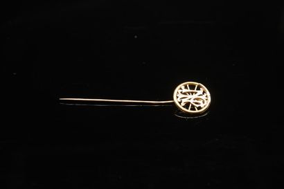 Pin in 18K (750) yellow gold monogrammed...