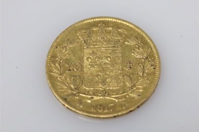 null Gold coin of 20 Franc Louis XVIII (1817 A)
Weight : 6,37 g.