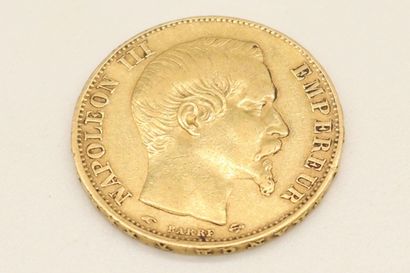 null Gold coin of 20 francs Napoleon III bare head (1856)
Weight : 6.37 g.