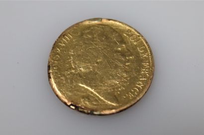 null Gold coin of 20 francs Louis XVIII (1824 A)
AB to B 
Weight : 6.24 g.