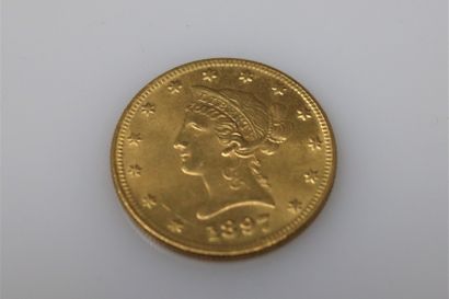 null Gold coin of 10 dollars Liberty Head Eagle (1897).
Weight : 16.72g.