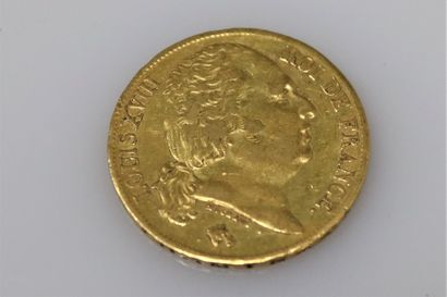 Gold coin of 20 Francs Louis XVIII (1818...
