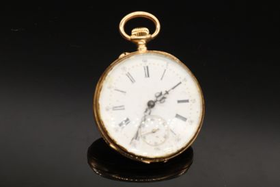 Pocket watch in 18k (750) yellow gold, dial...