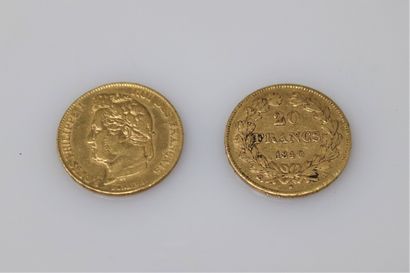 2 gold coins of 20 Francs Louis-Philippe...