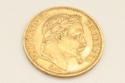 null Pièce en or de 20 francs Napoléon III tête laurée (1868)
Poids : 6.5 g.