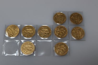 III REPUBLIC
Lot of 9 coins of 20 Francs...