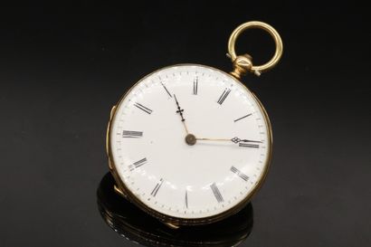 Pocket watch in 18k (750) yellow gold, dial...